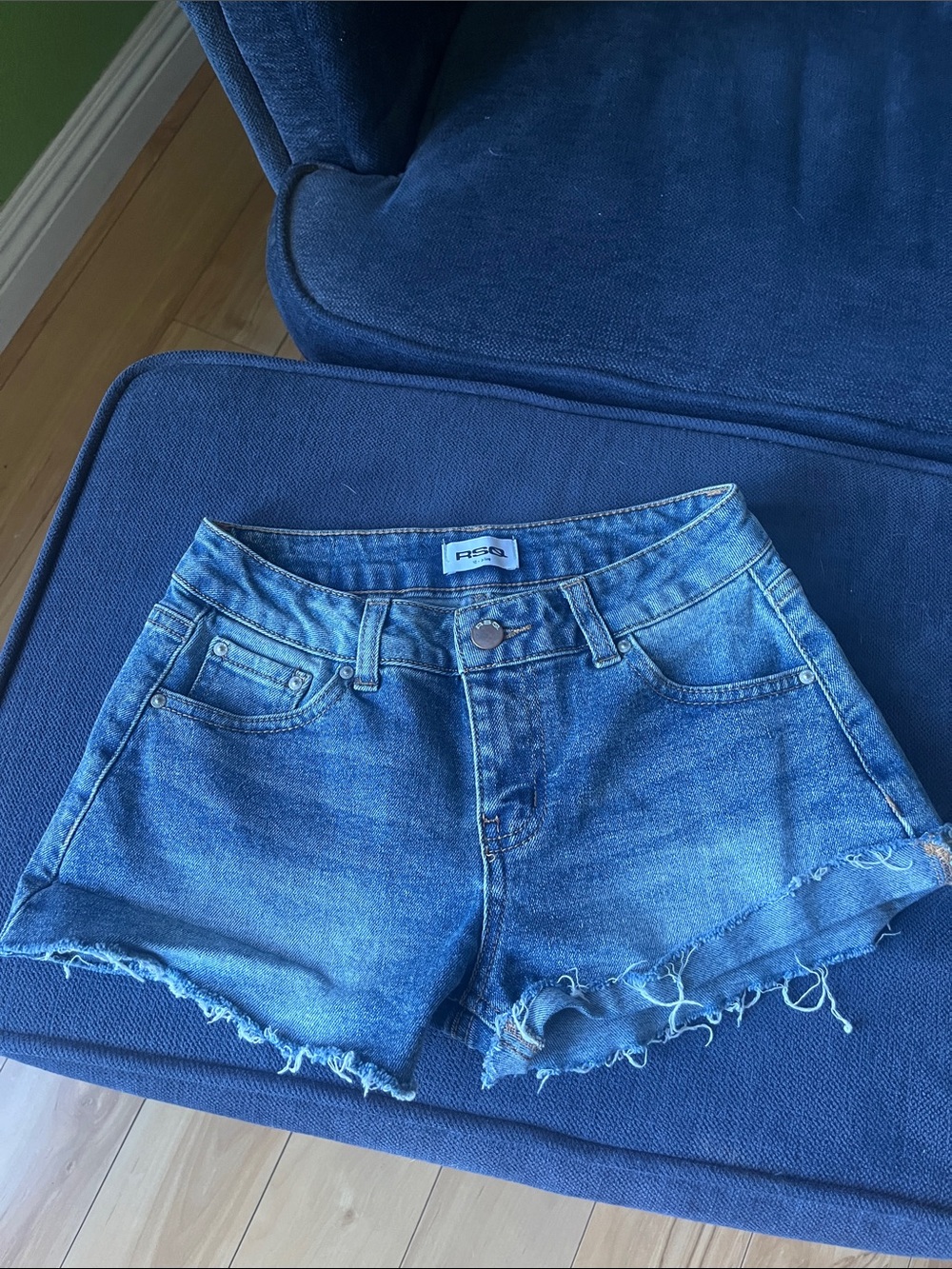 RSQ Blue Denim Frayed Hem Kids Shorts